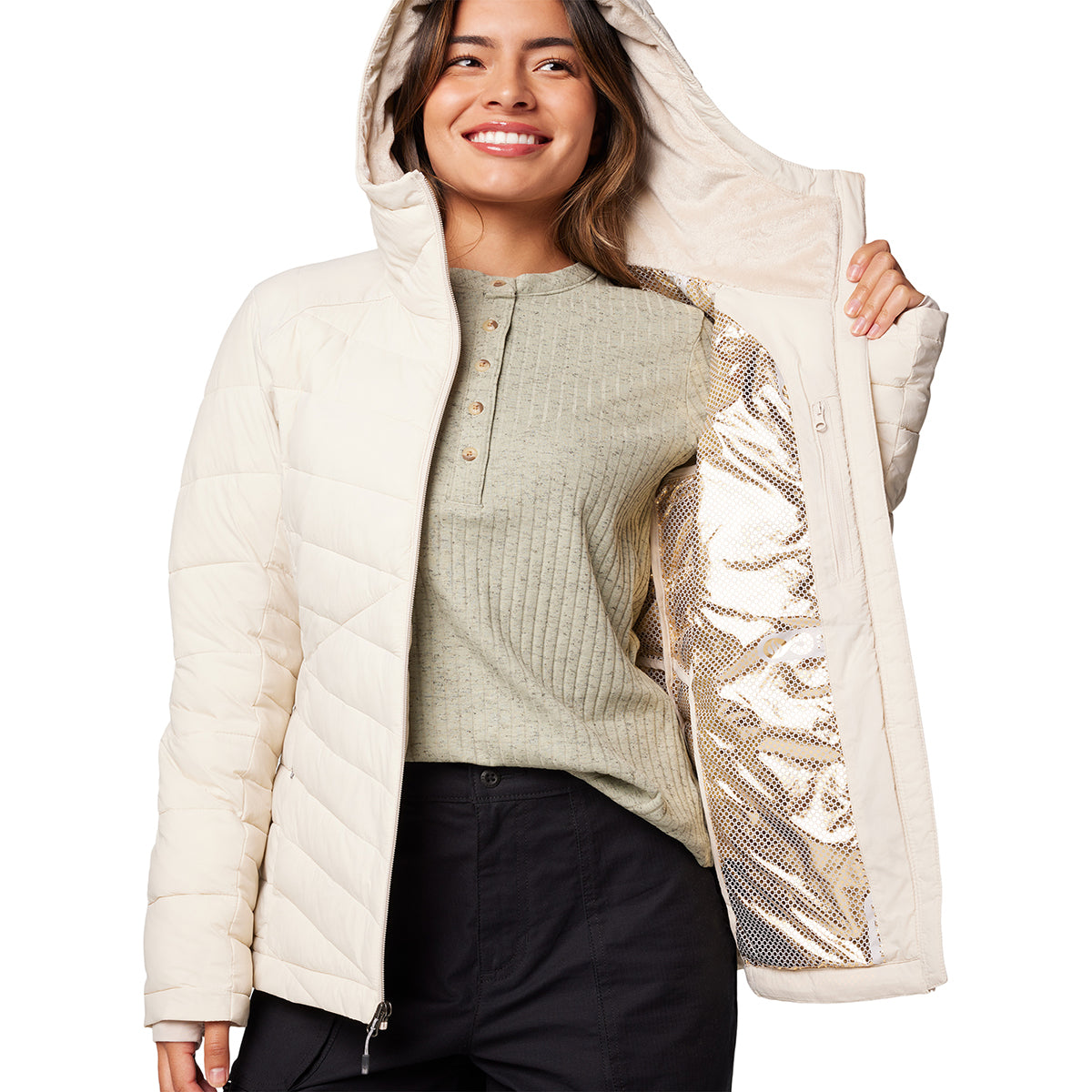 Campera Joy Peak Ii Hooded Omni-Heat Gris