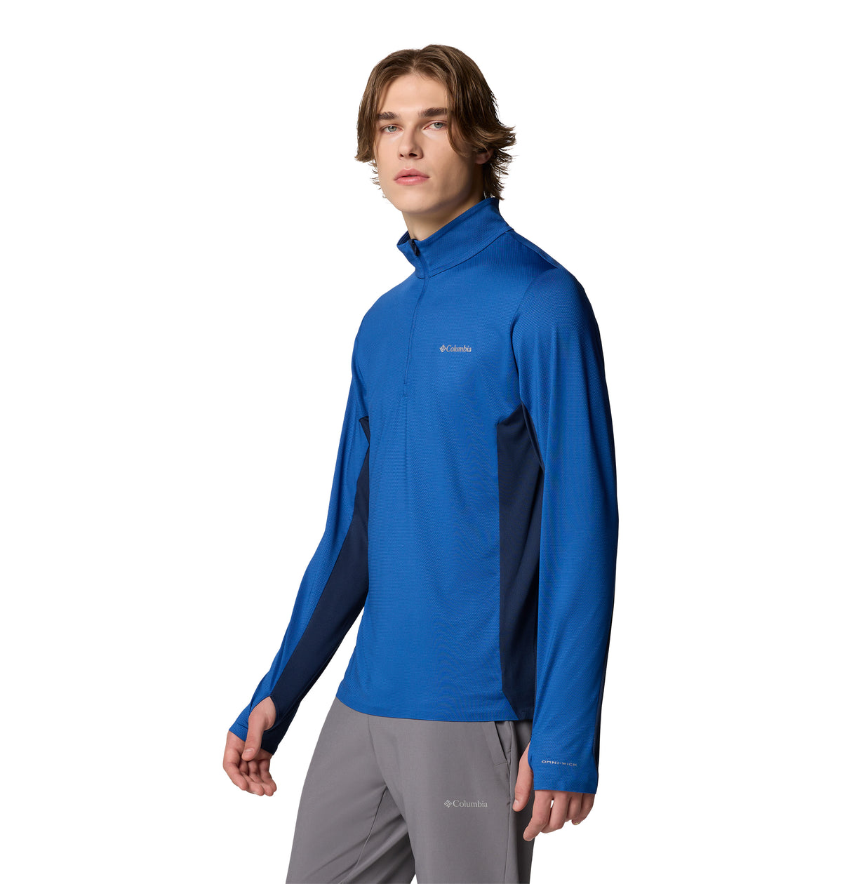 Remera Manga Larga Three Pitch Half Zip Omni-Wick Azul