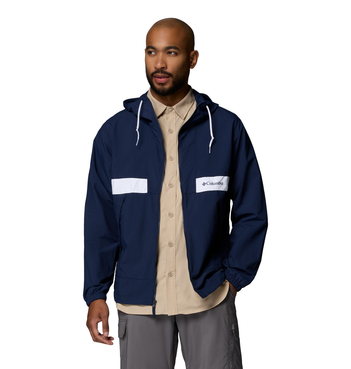 Cortaviento Spire Valley Hooded Omni-Shade Azul Marino