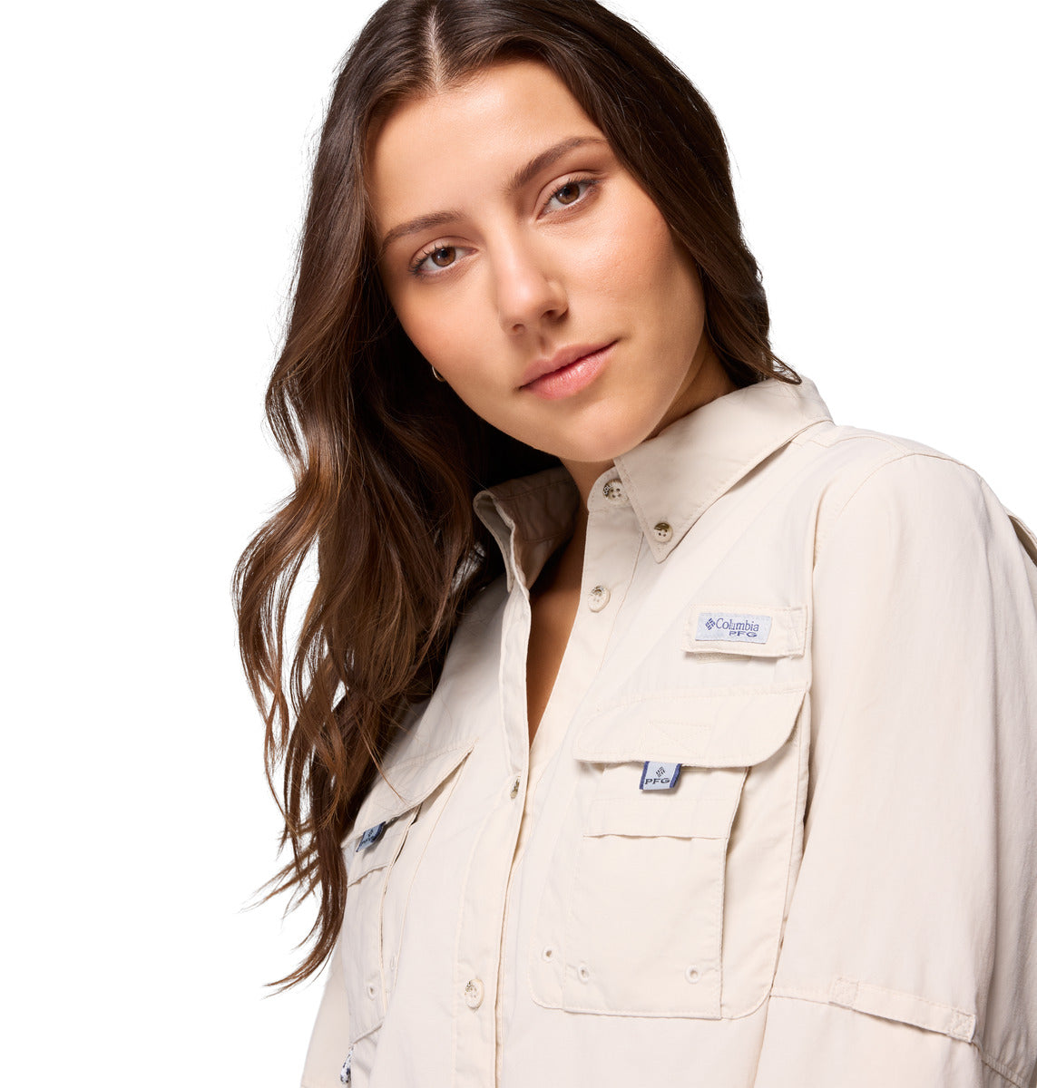 Camisa Manga Larga Womens Bahama Ii Ls Omni-Shade Gris