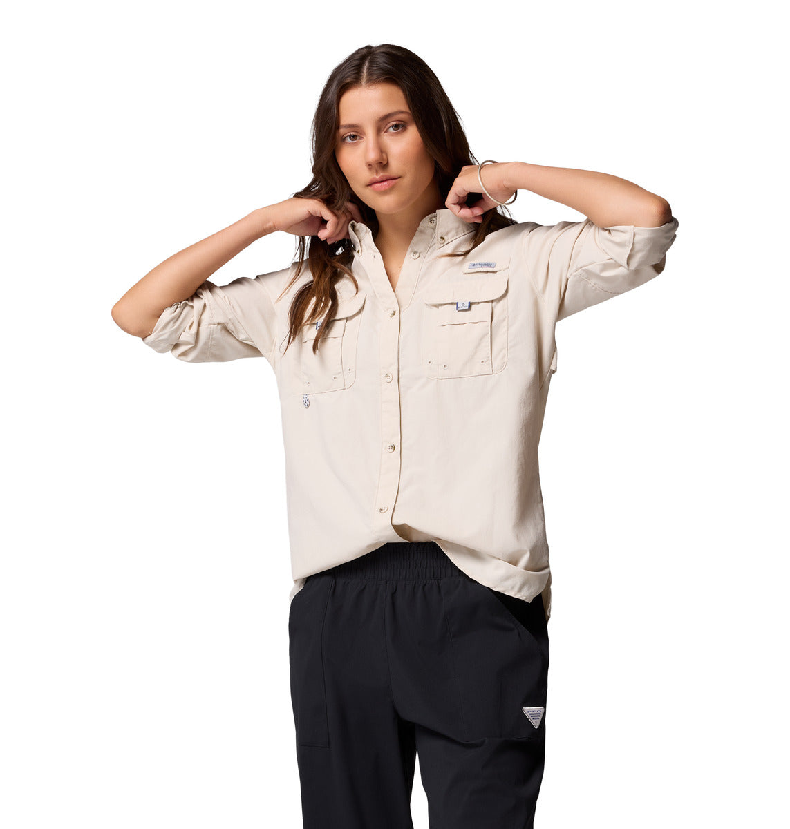 Camisa Manga Larga Womens Bahama Ii Ls Omni-Shade Gris