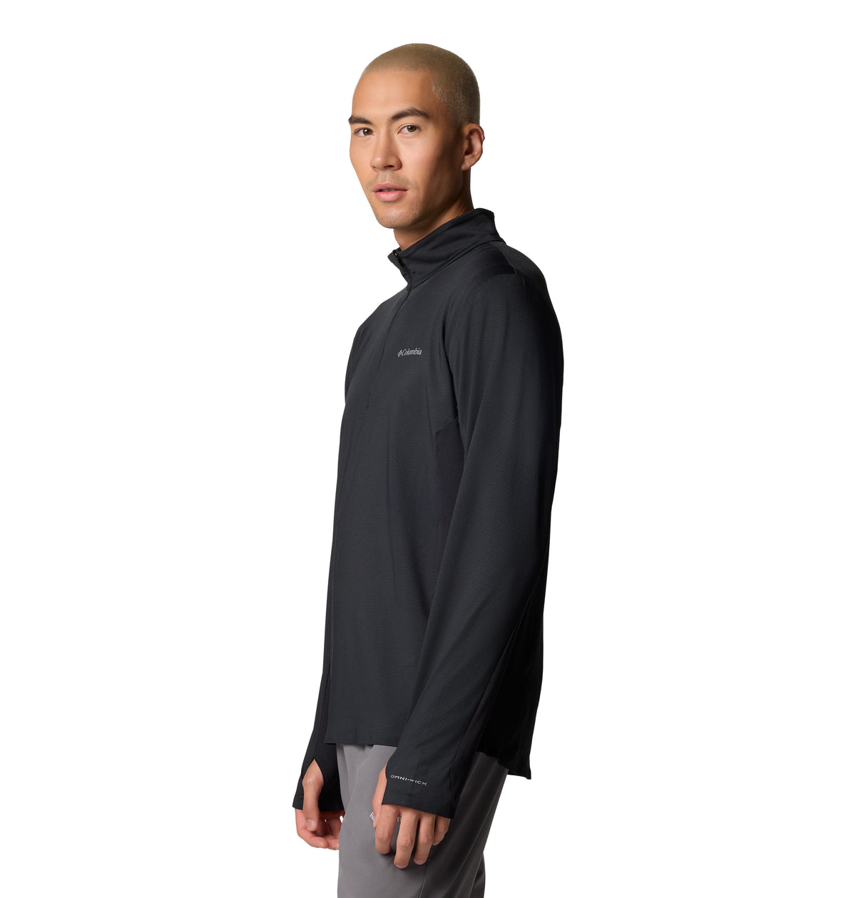 Remera Manga Larga Three Pitch Half Zip Omni-Wick Negro