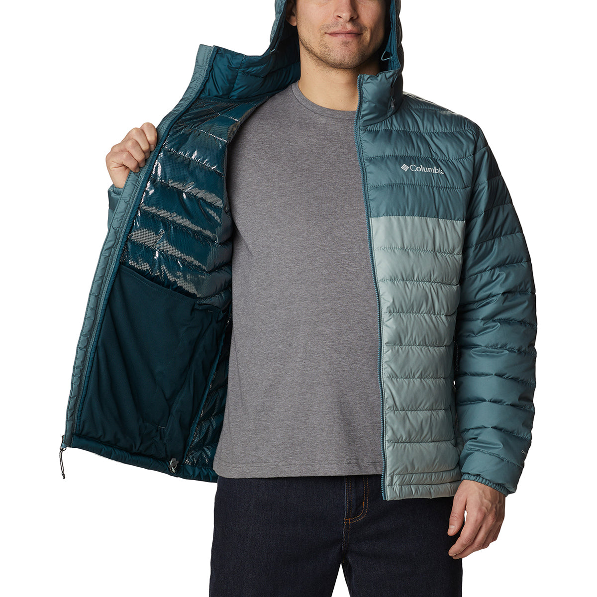 Campera Powder Lite Hooded Trail Azul