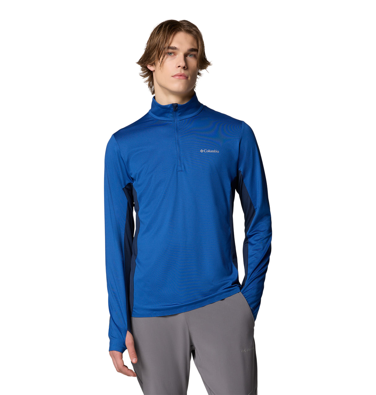 Remera Manga Larga Three Pitch Half Zip Omni-Wick Azul